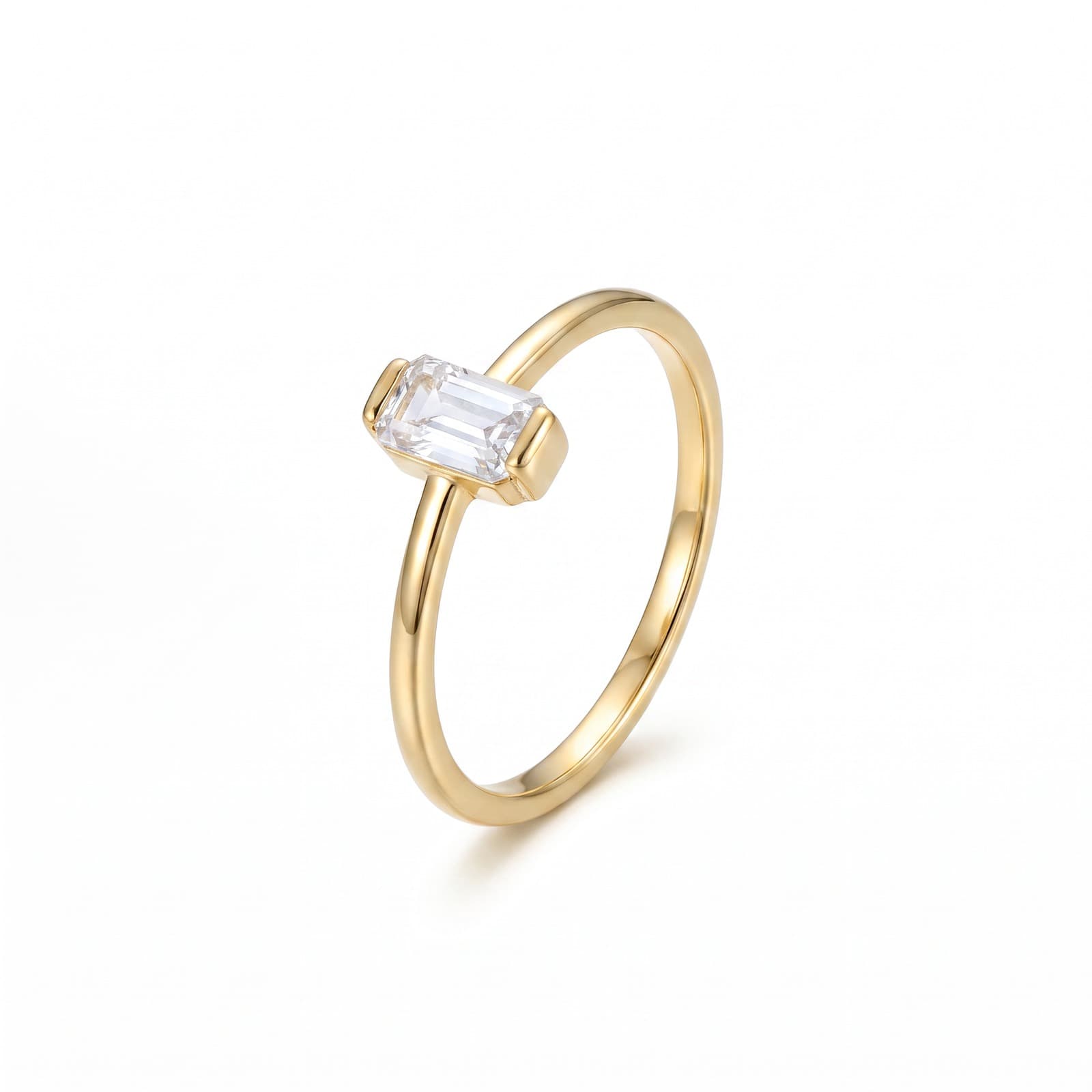 Zirkon Taşlı Bezel Yerleştirmeli Sarı Altın Yüzük